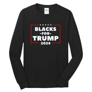 Blacks For Trump 2024 | Black Voices For Trump Tall Long Sleeve T-Shirt