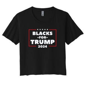 Blacks For Trump 2024 | Black Voices For Trump Women's Crop Top Tee