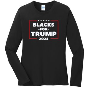 Blacks For Trump 2024 | Black Voices For Trump Ladies Long Sleeve Shirt