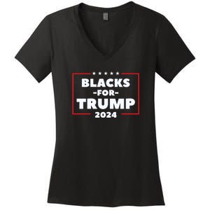 Blacks For Trump 2024 | Black Voices For Trump Women's V-Neck T-Shirt