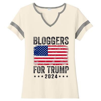 Bloggers For Trump 2024 Ladies Halftime Notch Neck Tee