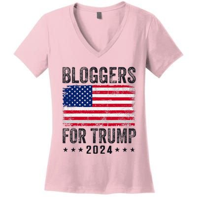 Bloggers For Trump 2024 Women's V-Neck T-Shirt