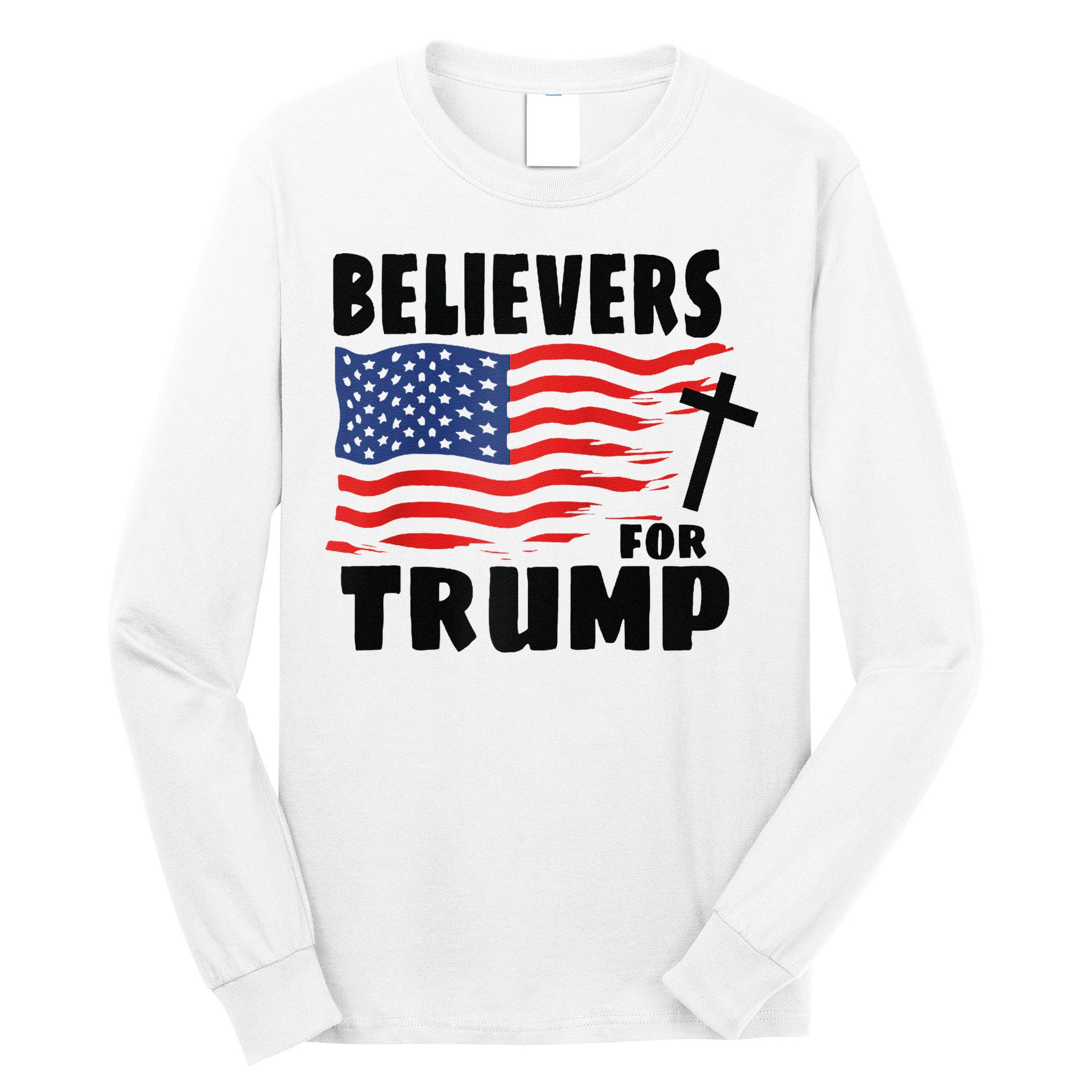 Believers For Trump Christians For Trump 2024 Raglan Long Sleeve Shirt