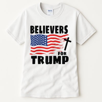 Believers For Trump Christians For Trump 2024 Raglan Tall T-Shirt