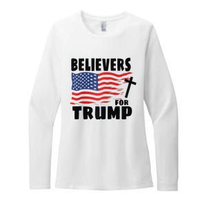 Believers For Trump Christians For Trump 2024 Raglan Womens CVC Long Sleeve Shirt