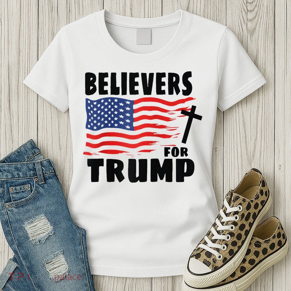 Believers For Trump Christians For Trump 2024 Raglan Womens T-Shirt
