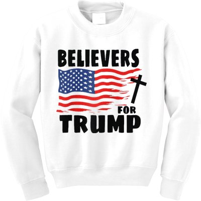 Believers For Trump Christians For Trump 2024 Raglan Kids Sweatshirt