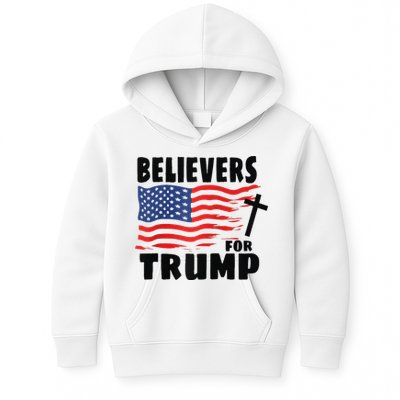 Believers For Trump Christians For Trump 2024 Raglan Kids Hoodie