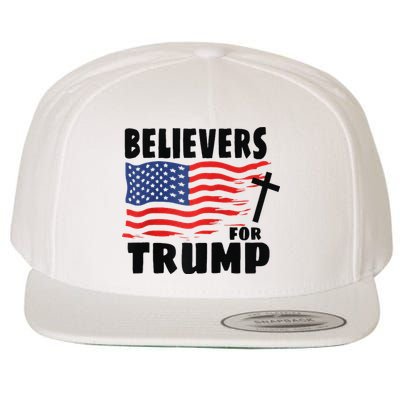 Believers For Trump Christians For Trump 2024 Raglan Wool Snapback Cap