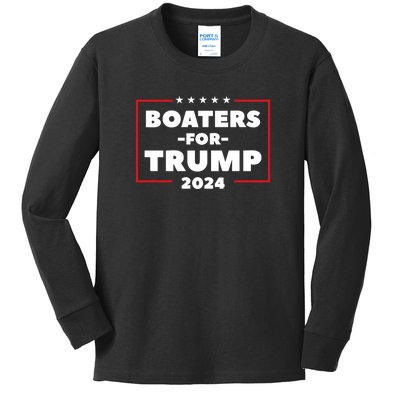 Boaters For Trump 2024 Kids Long Sleeve Shirt