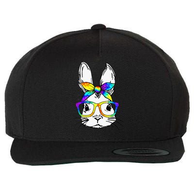 Bunny Face Tie Dye Glasses Bandana Easter Wool Snapback Cap