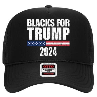 Blacks For Trump 2024 Presidential Election Republican High Crown Mesh Back Trucker Hat