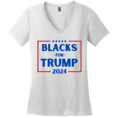 Blacks For Trump 2024 Donald Trump 2024 Women's V-Neck T-Shirt