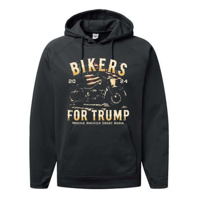 Biker For Trump 2024 Performance Fleece Hoodie