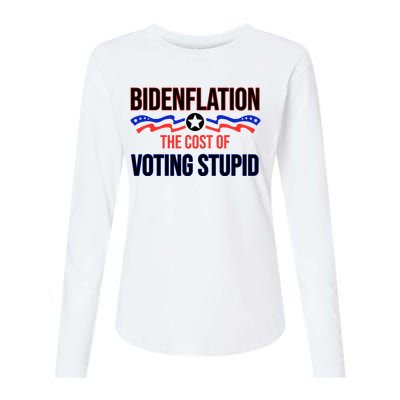 Biden Flation The Cost Of Voting Stupid Womens Cotton Relaxed Long Sleeve T-Shirt