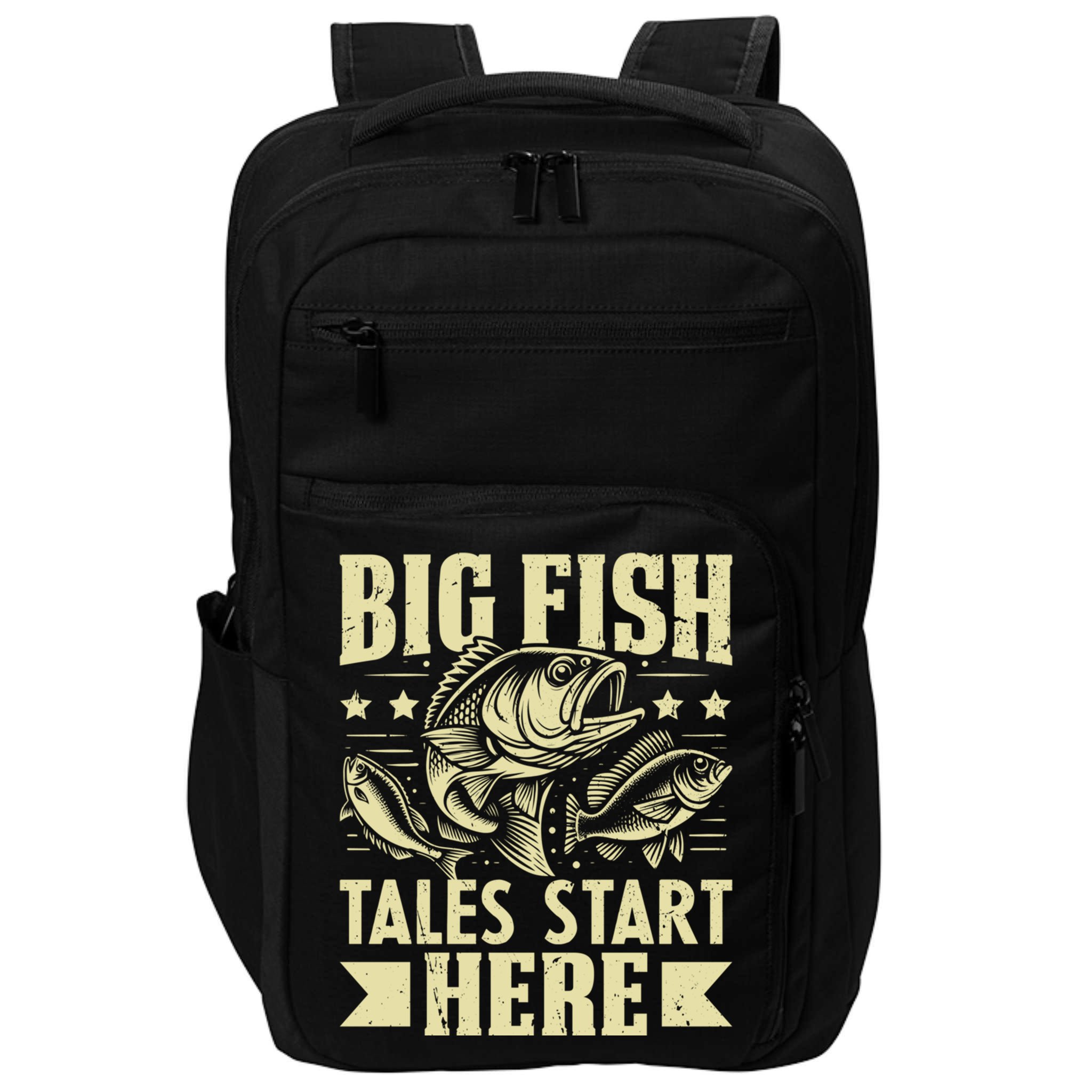 Big Fish Tales Start Here Fishing Gift Impact Tech Backpack