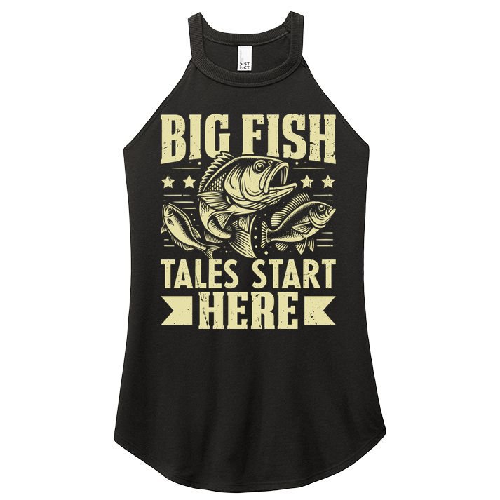 Big Fish Tales Start Here Fishing Gift Women's Perfect Tri Rocker Tank
