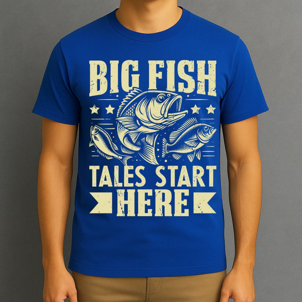 Big Fish Tales Start Here Fishing Gift T-Shirt