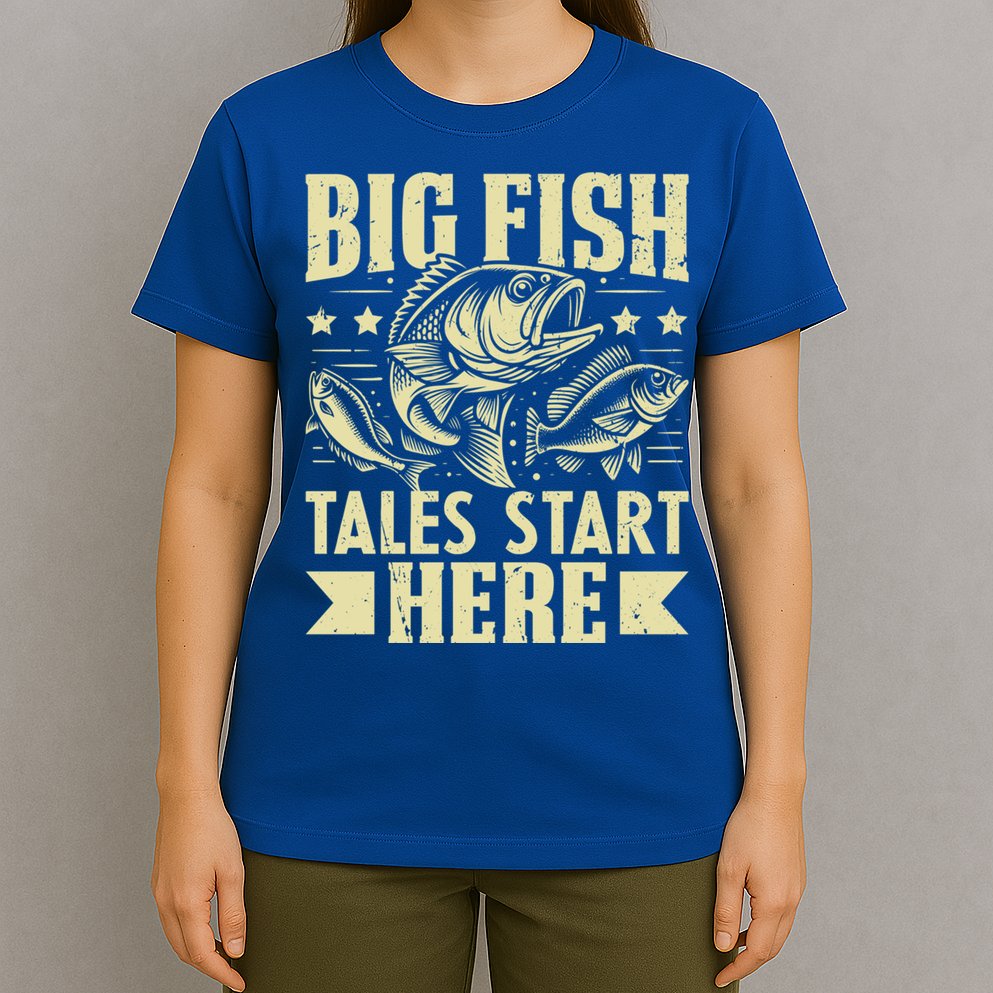 Big Fish Tales Start Here Fishing Gift T-Shirt