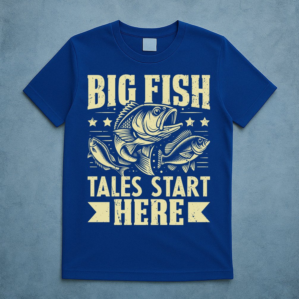 Big Fish Tales Start Here Fishing Gift T-Shirt