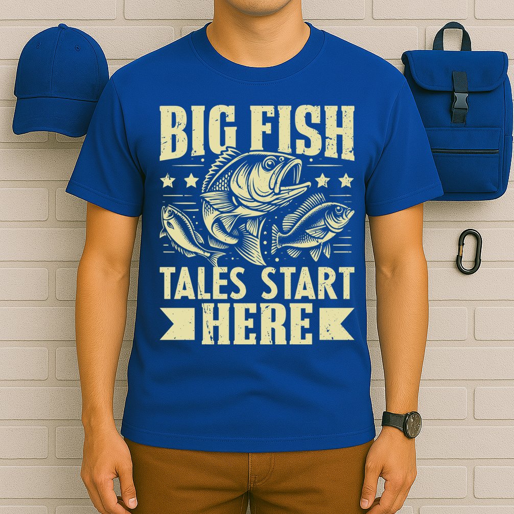 Big Fish Tales Start Here Fishing Gift T-Shirt