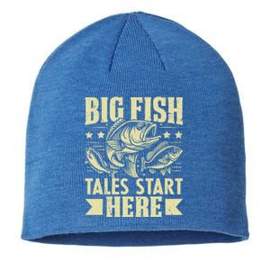 Big Fish Tales Start Here Fishing Gift Sustainable Beanie