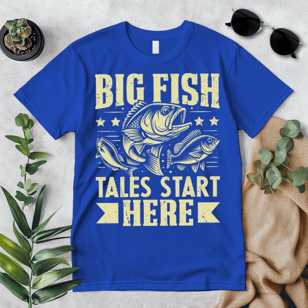 Big Fish Tales Start Here Fishing Gift Premium T-Shirt