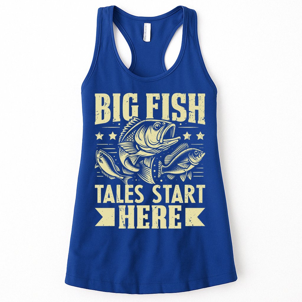 Big Fish Tales Start Here Fishing Gift Womens Tank Top