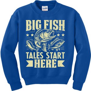 Big Fish Tales Start Here Fishing Gift Kids Sweatshirt