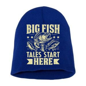 Big Fish Tales Start Here Fishing Gift Short Acrylic Beanie