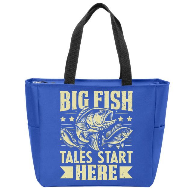 Big Fish Tales Start Here Fishing Gift Zip Tote Bag