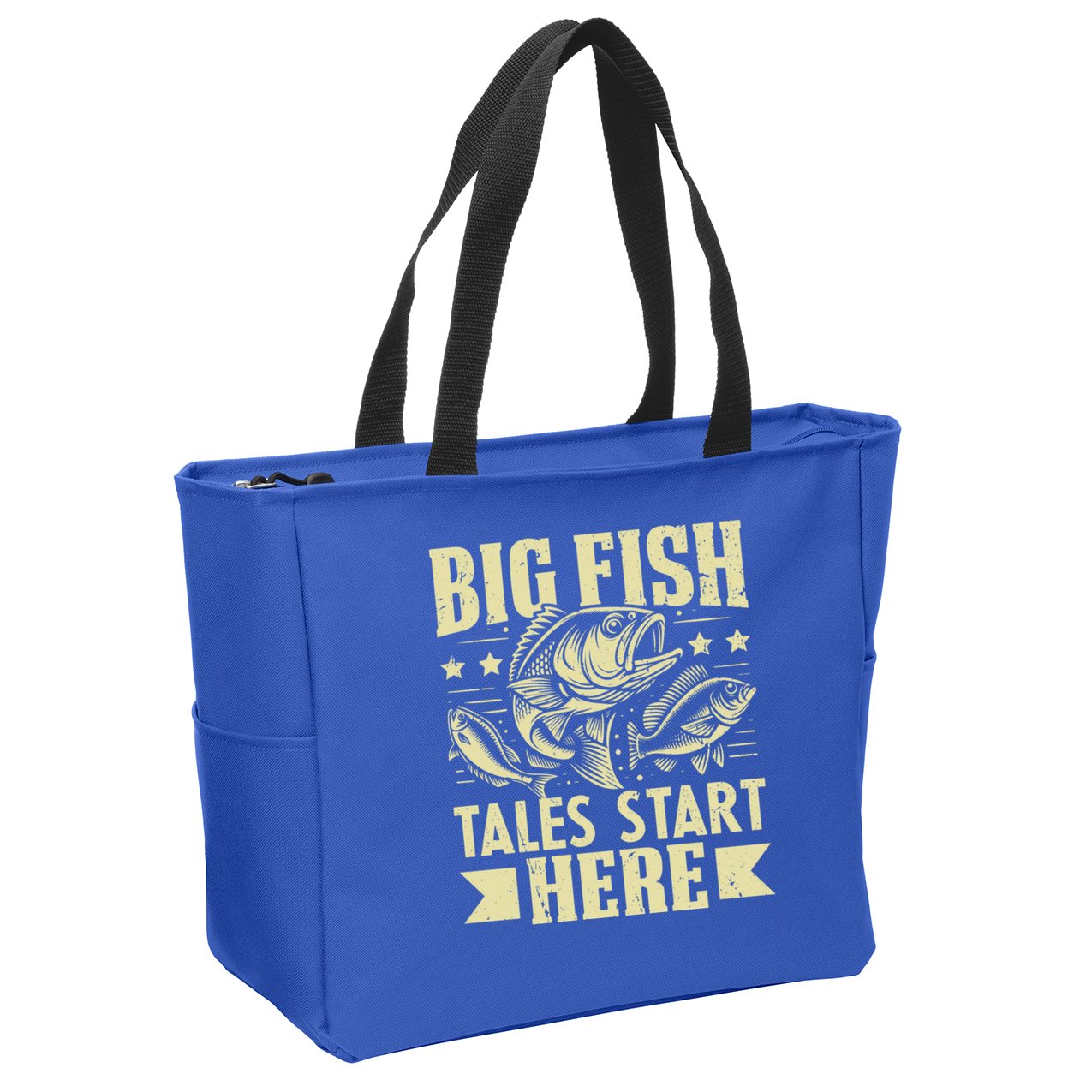 Big Fish Tales Start Here Fishing Gift Zip Tote Bag