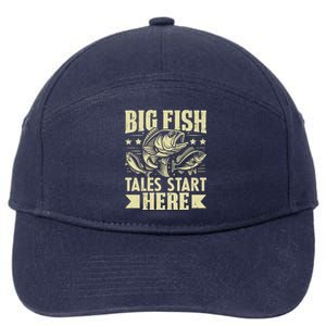 Big Fish Tales Start Here Fishing Gift 7-Panel Snapback Hat