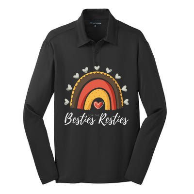 Besties For The Resties Boho Rainbow Matching Mommy and Me Silk Touch Performance Long Sleeve Polo