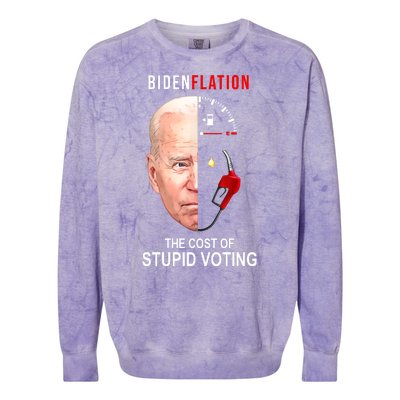 Biden Flation The Cost Of Stupid Voting Gas Funny Colorblast Crewneck Sweatshirt