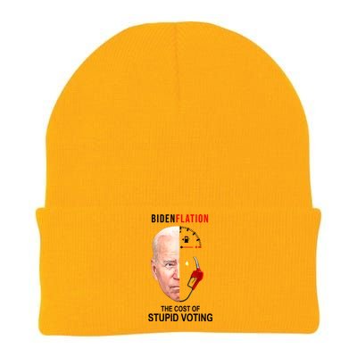 Biden Flation The Cost Of Stupid Voting Gas Funny Knit Cap Winter Beanie