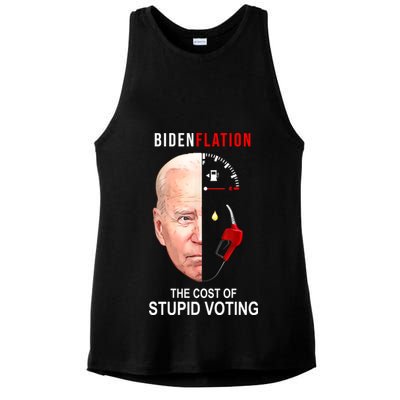 Biden Flation The Cost Of Stupid Voting Gas Funny Ladies PosiCharge Tri-Blend Wicking Tank