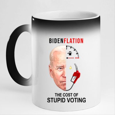 Biden Flation The Cost Of Stupid Voting Gas Funny 11oz Black Color Changing Mug