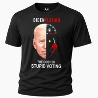 Biden Flation The Cost Of Stupid Voting Gas Funny Cooling Performance Crew T-Shirt