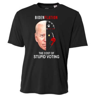 Biden Flation The Cost Of Stupid Voting Gas Funny Cooling Performance Crew T-Shirt