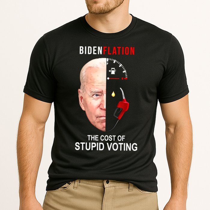 Biden Flation The Cost Of Stupid Voting Gas Funny Cooling Performance Crew T-Shirt