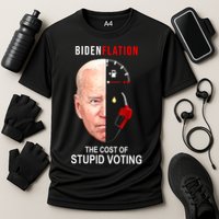 Biden Flation The Cost Of Stupid Voting Gas Funny Cooling Performance Crew T-Shirt