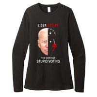 Biden Flation The Cost Of Stupid Voting Gas Funny Womens CVC Long Sleeve Shirt