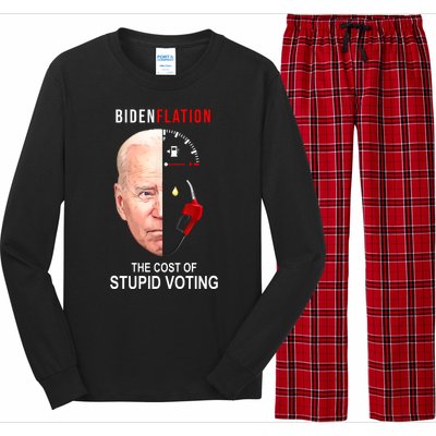 Biden Flation The Cost Of Stupid Voting Gas Funny Long Sleeve Pajama Set