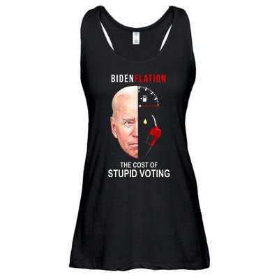 Biden Flation The Cost Of Stupid Voting Gas Funny Ladies Essential Flowy Tank