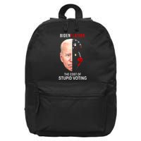 Biden Flation The Cost Of Stupid Voting Gas Funny 16 in Basic Backpack