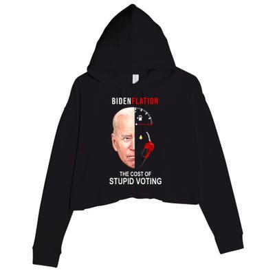 Biden Flation The Cost Of Stupid Voting Gas Funny Crop Fleece Hoodie