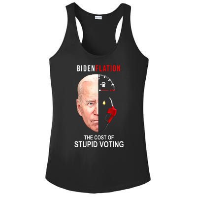 Biden Flation The Cost Of Stupid Voting Gas Funny Ladies PosiCharge Competitor Racerback Tank