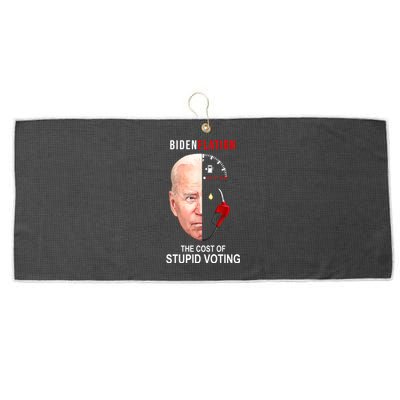 Biden Flation The Cost Of Stupid Voting Gas Funny Large Microfiber Waffle Golf Towel