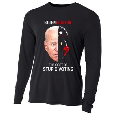 Biden Flation The Cost Of Stupid Voting Gas Funny Cooling Performance Long Sleeve Crew